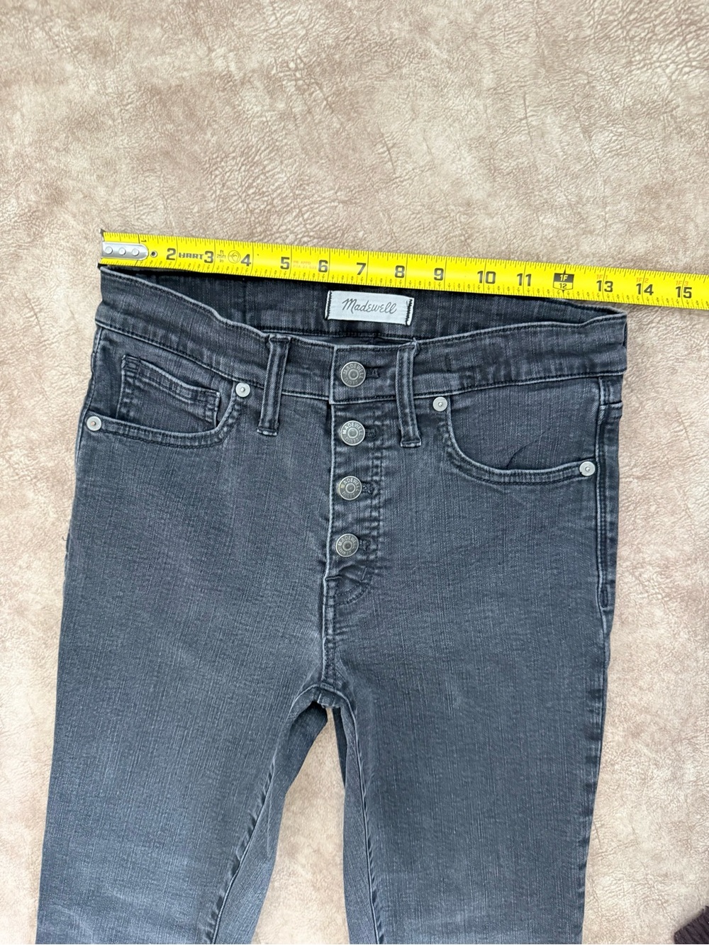 Madewell 9” High Rise Skinny Jeans Gray Raw Hem Button Fly Size 28 - Picture 6 of 11